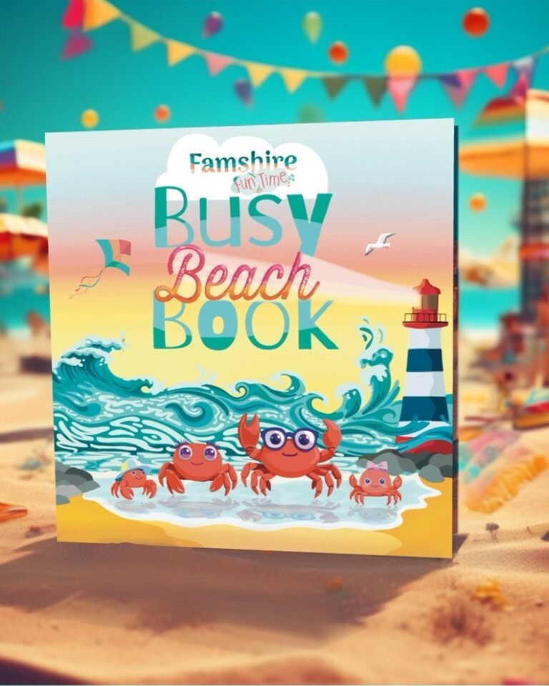 A picture showing the Famshire busy beach book