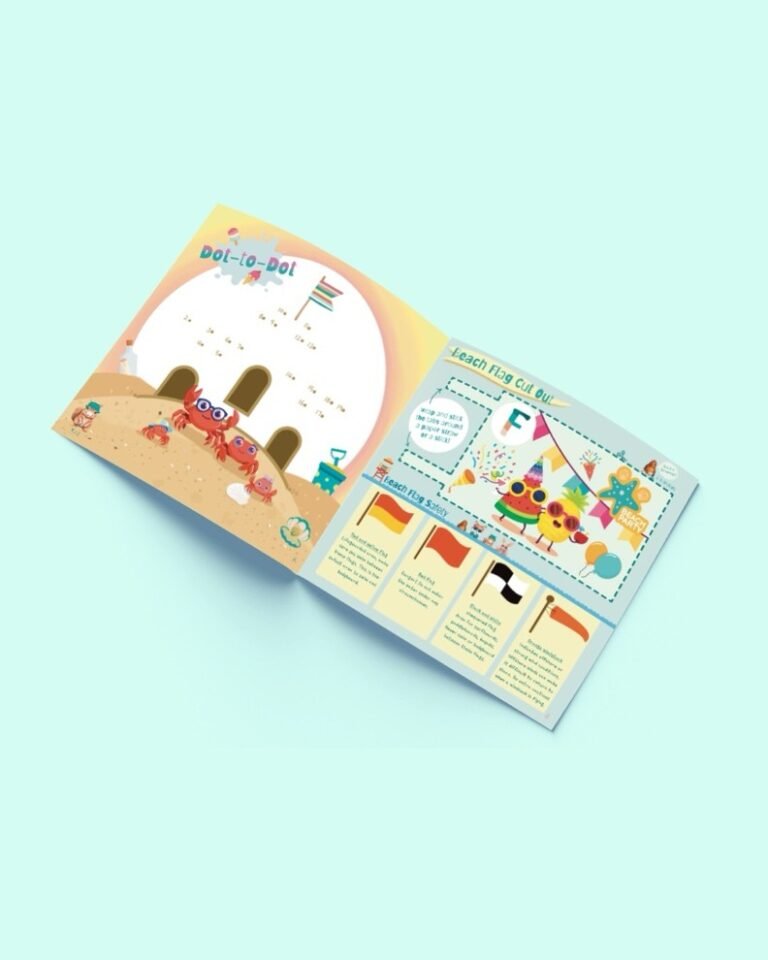 A picture showing some pages in the Famshire busy bee activity book
